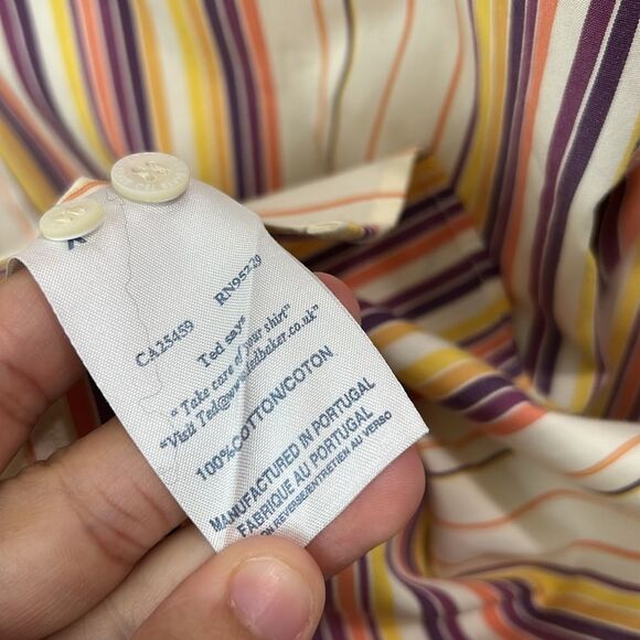 Ted Baker Striped Long Sleeve Button Up Shirt Ted 5 US 10/12 - Picture 7 of 8